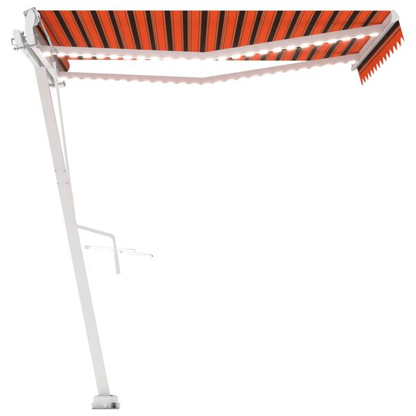 vidaXL Automatische Markise mit LED Windsensor 350x250 cm Orange/Braun