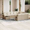 vidaXL 11-tlg. Garten-Sofagarnitur mit Kissen Beige Poly Rattan