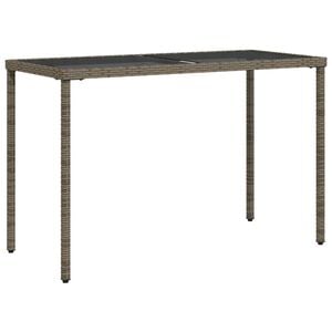 vidaXL Gartentisch mit Glasplatte Grau 115x54x74 cm Poly Rattan