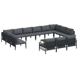 vidaXL Gartensofa-set 14 stk. Schwarz Stahl