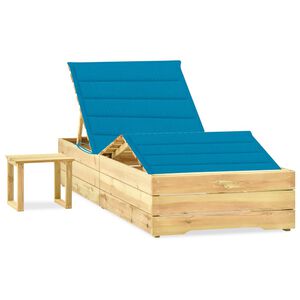 vidaXL Garten-Sonnenliege mit Tisch und Auflage Kiefer Impr&auml;gniert