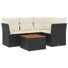 vidaXL 5-tlg. Garten-Sofagarnitur mit Kissen Schwarz Poly Rattan