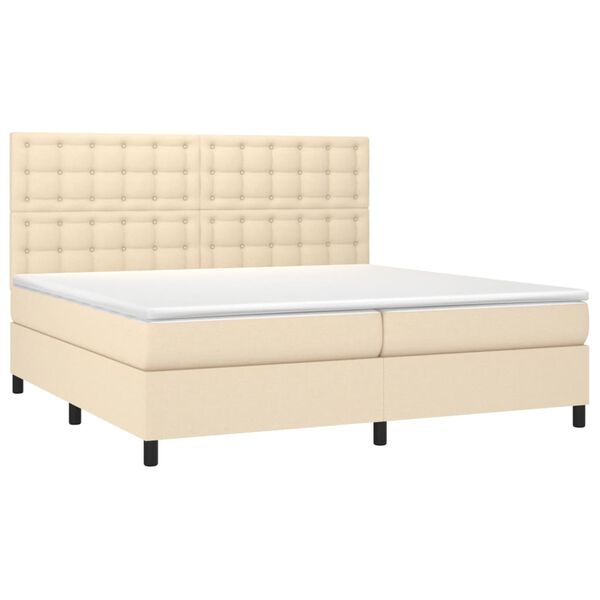 vidaXL Boxspringbett mit Matratze & LED Creme 200x200 cm Stoff
