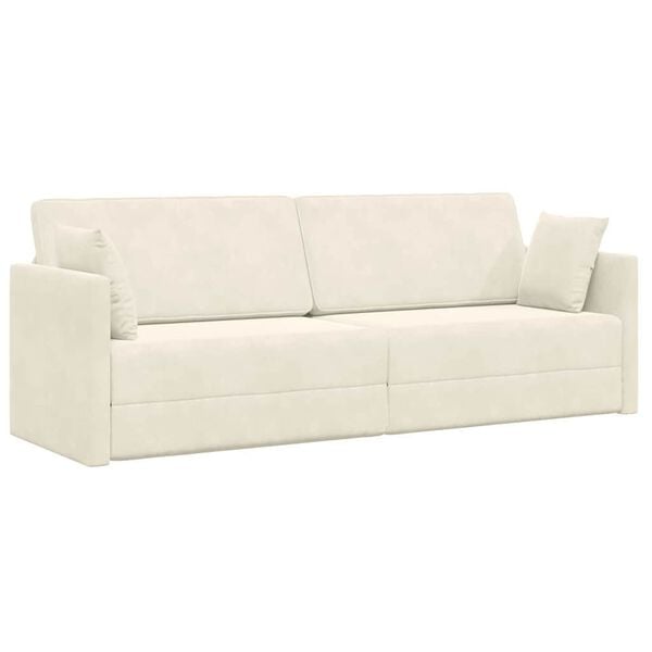 vidaXL Boden-Sofa-Bett 200cm Creme Samt