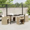 vidaXL Garten Essgruppe mit Kissen 5 pcs Beige Poly-Rattan