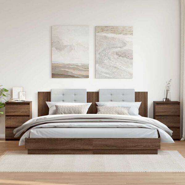 vidaXL Nachttische 2 Stk. Braun Eiche 40x35x62,5 cm Holzwerkstoff