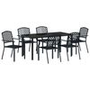 vidaXL Garten Essgruppe 7 pcs Anthrazit Pulverbeschichteter Stahl
