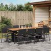 vidaXL Garten Essgruppe 11 pcs Schwarz Poly-Rattan