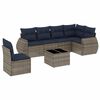 vidaXL 7-teiliges Gartensofa-Set mit Kissen, grau, Polyrattan