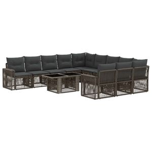 vidaXL Gartensofa-set 12 stk. Grau und Dunkelgrau Poly-Rattan