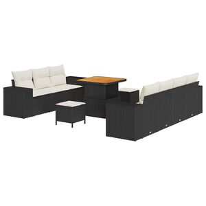vidaXL Gartensofa-set 10 stk. 9-Sitzanzahl Schwarz und Creme