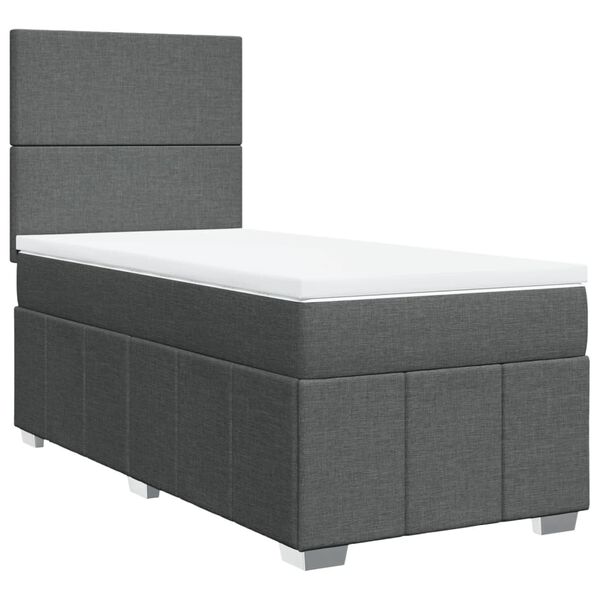 vidaXL Boxspringbett mit Matratze Dunkelgrau 100x200 cm Stoff