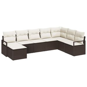 vidaXL Sofa Set 8 stk. Braun und Creme Poly-Rattan
