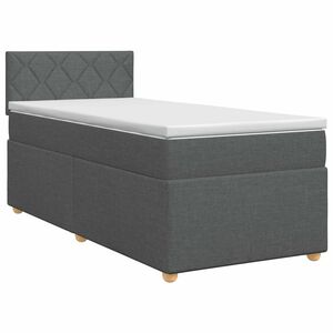 vidaXL Boxspringbett mit Matratze Dunkelgrau 90 x 190 cm Stoff