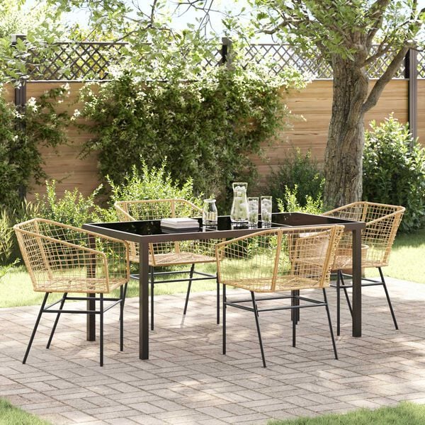 vidaXL Garten Essgruppe 5 pcs Braun Poly-Rattan