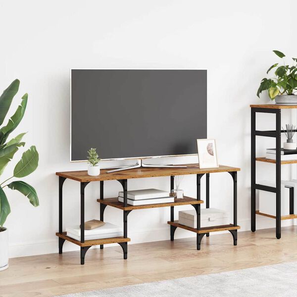 vidaXL TV-Schr&auml;nk Altholz 102 x 35 x 45,5 cm Verbundholz und Eisen