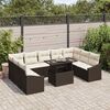 vidaXL Sofa Set mit Kissen 10 pcs Braun und Creme Poly-Rattan
