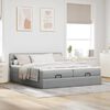vidaXL Ottoman-Bett mit Matratzen Hellgrau 200x200 cm Stoff
