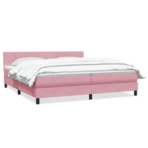 vidaXL Boxspringbett mit Matratze Rosa 180x210 cm Samt