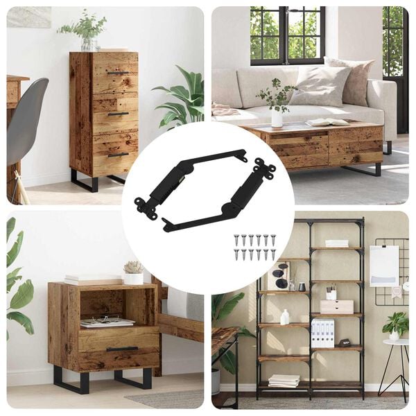 vidaXL Deckelst&uuml;tzscharnier 2 pcs Schwarz 192 x 32 x 50 mm Stahl