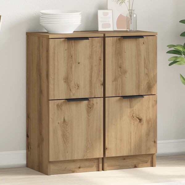 vidaXL Sideboards 2 Stk. Artisan-Eiche 30x30x70 cm Holzwerkstoff