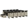 vidaXL 15-tlg. Garten-Essgruppe mit Kissen Hellgrau Poly Rattan