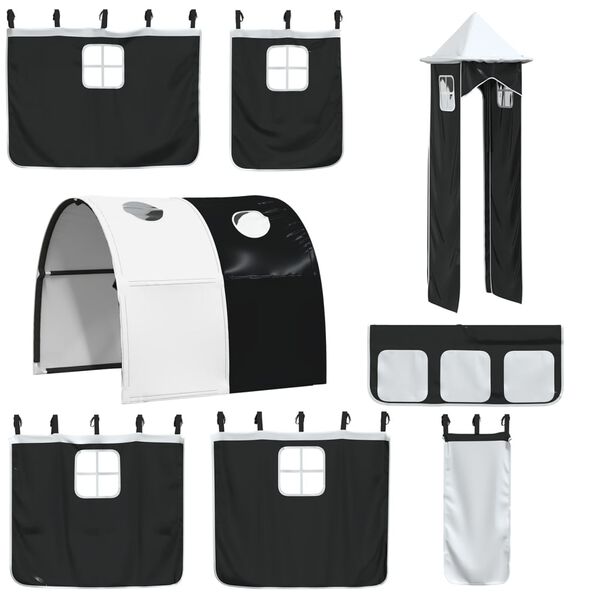 vidaXL Vorh&auml;nge f&uuml;r Hochbett mit Tunnel und Turm Wei&szlig; und Schwarz