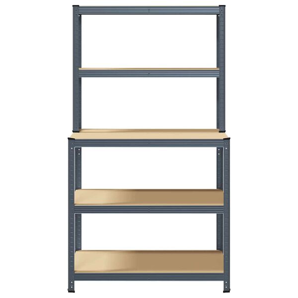 vidaXL Arbeitstisch mit 5 Ablagen Anthrazit Stahl & Holzwerkstoff