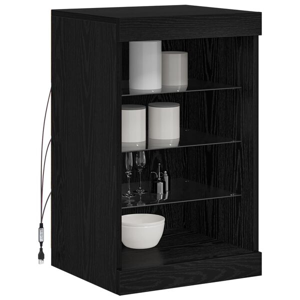vidaXL LED-Sideboard Schwarz Eichen-Optik 41 x 37 x 67 cm