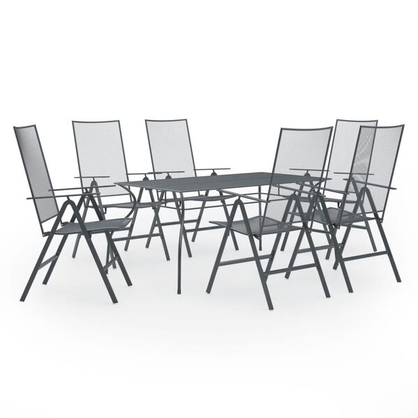 vidaXL 7-tlg. Garten-Essgruppe Stahl Anthrazit