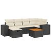 vidaXL 7-tlg. Garten-Sofagarnitur mit Kissen Schwarz Poly Rattan