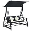vidaXL Hollywoodschaukel 3-Sitzer mit Dach Poly Rattan Schwarz