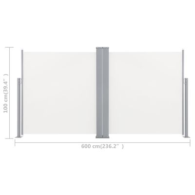 vidaXL Ausziehbare Seitenmarkise Cremeweiß 100 x 600 cm