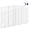 vidaXL Gabionen mit Hochbogen 4 Stk. 400x30x220/240cm Verzinktes Eisen