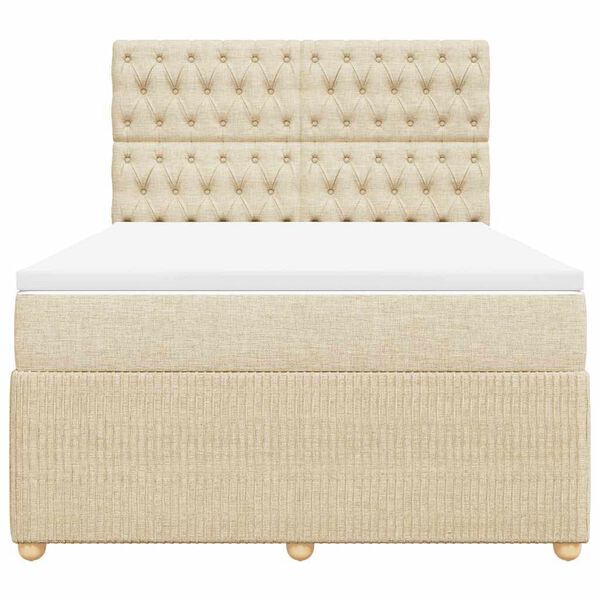 vidaXL Boxspringbett mit Matratze Creme 160x200 cm Stoff