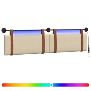 vidaXL H&auml;ngendes Kopfteil Mit LED Licht Creme Antikes PU