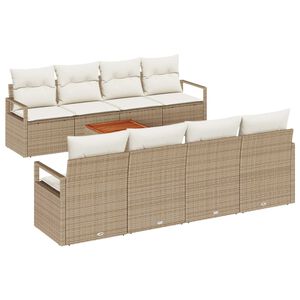 vidaXL Gartensofa-set mit Kissen 9 pcs Beige Poly-Rattan