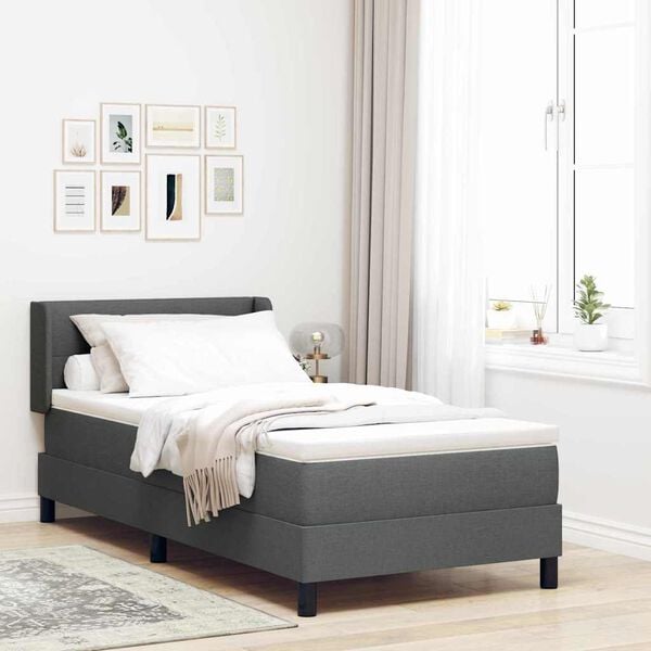 vidaXL Boxspringbett mit Matratze Dunkelgrau 190 x 90 cm Polyester