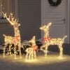 vidaXL Rentierfamilie mit 300 LEDs 3 pcs Warmwei&szlig; 67 x 26 x 127 cm PET