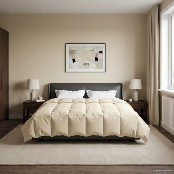 vidaXL Winterbettdecke Gepolstert Creme 200 x 200 cm Mikrofaser