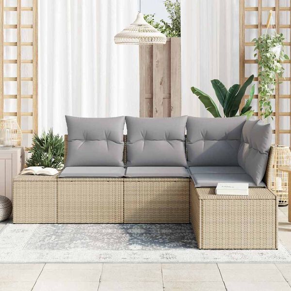 vidaXL Gartensofa-set 4 pcs Beige und Hellgrau Poly-Rattan