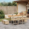 vidaXL 11-tlg. Garten-Essgruppe mit Kissen Beige Poly Rattan