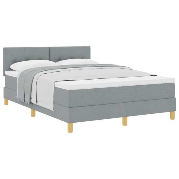 vidaXL Boxspringbett mit Matratze Hellgrau 140 x 190 cm Stoff
