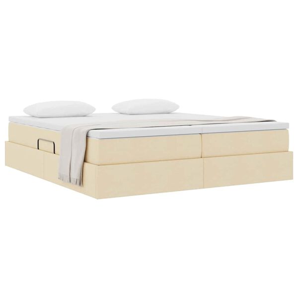 vidaXL Aufbewahrungsbett mit Matratze Creme 200 x 200 cm Polyester