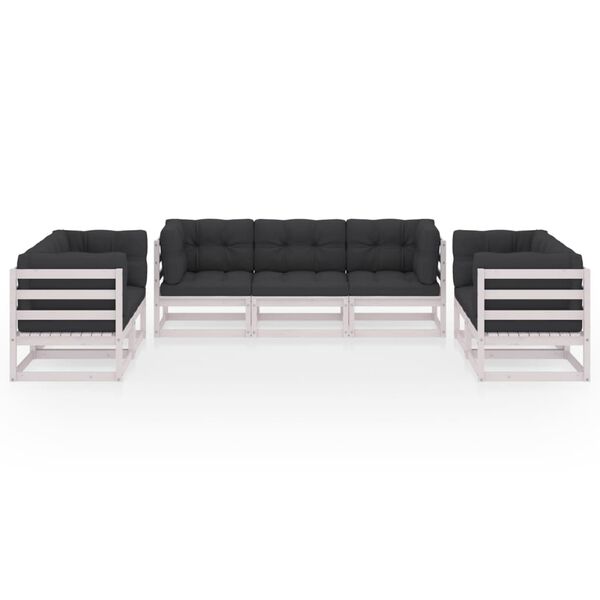 vidaXL 7-tlg. Garten-Lounge-Set mit Kissen Kiefer Massivholz