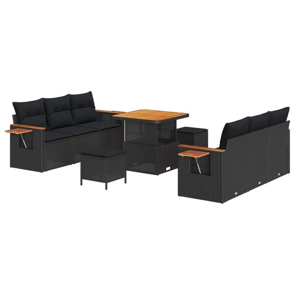 vidaXL Gartensofa-set mit Kissen 9 pcs Schwarz