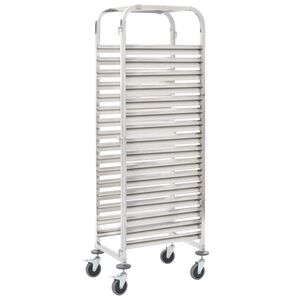 vidaXL Tablettwagen f&uuml;r 16 Tabletts 38x55x163 cm Edelstahl