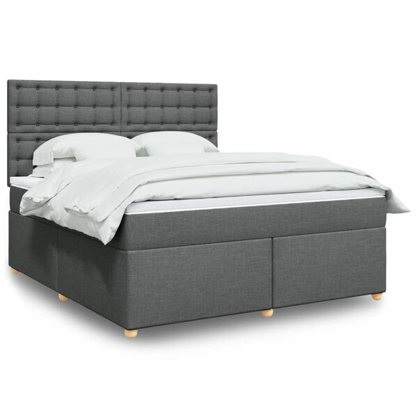 vidaXL Boxspringbett mit Matratze Dunkelgrau 180x200 cm Stoff
