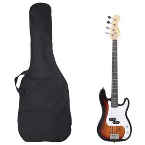 vidaXL E-Bass f&uuml;r Anf&auml;nger mit Tasche Braun und Wei&szlig; 4/4 46"