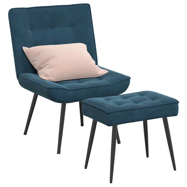vidaXL Relaxsessel mit Hocker Blau Samt